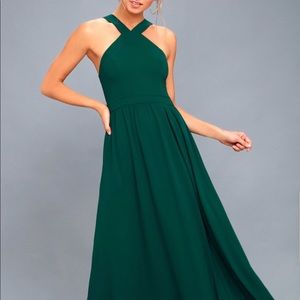 Lulus Air of Romance Forest Green Maxi (unaltered)